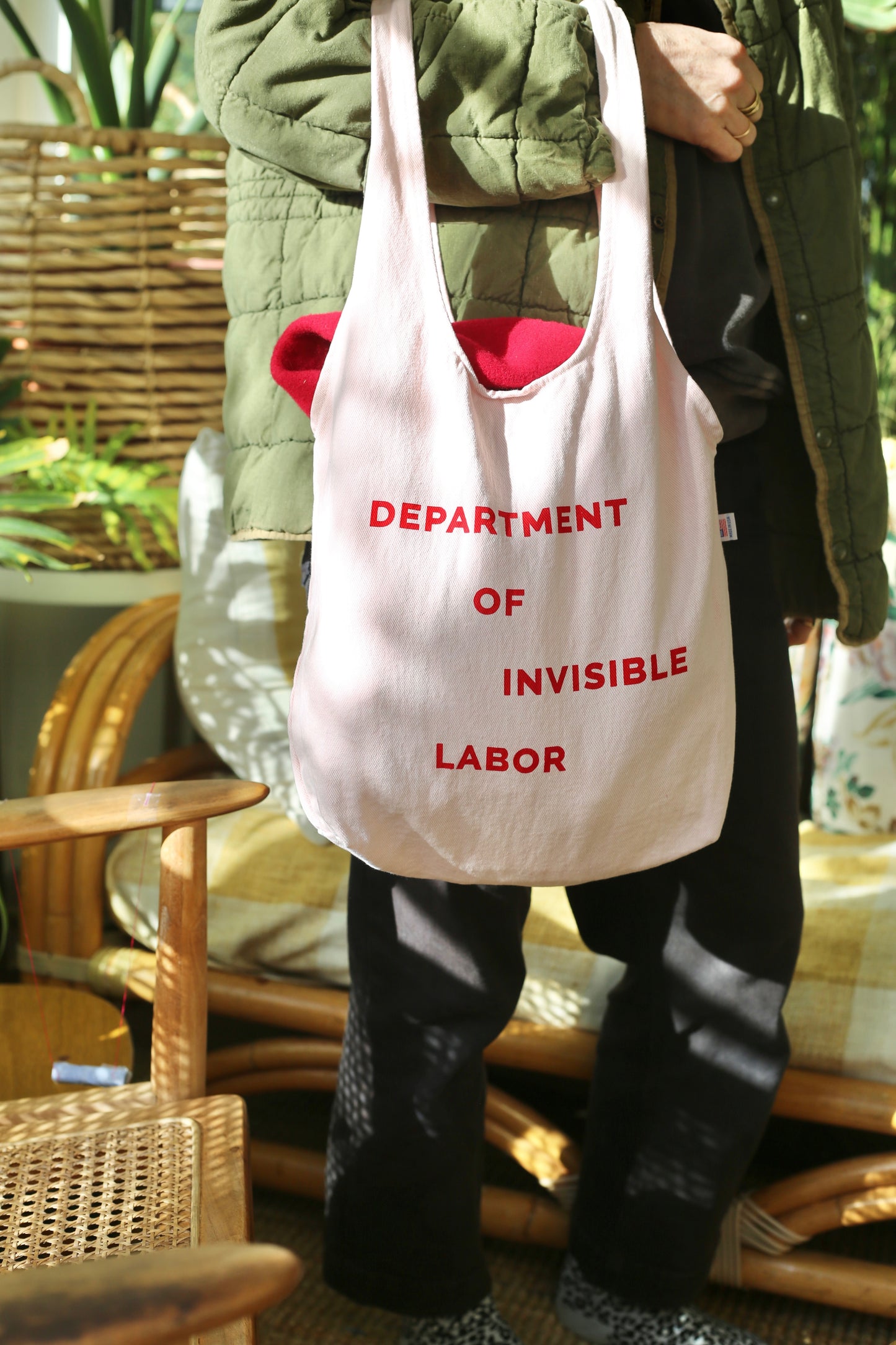 Mini market tote in pale pink