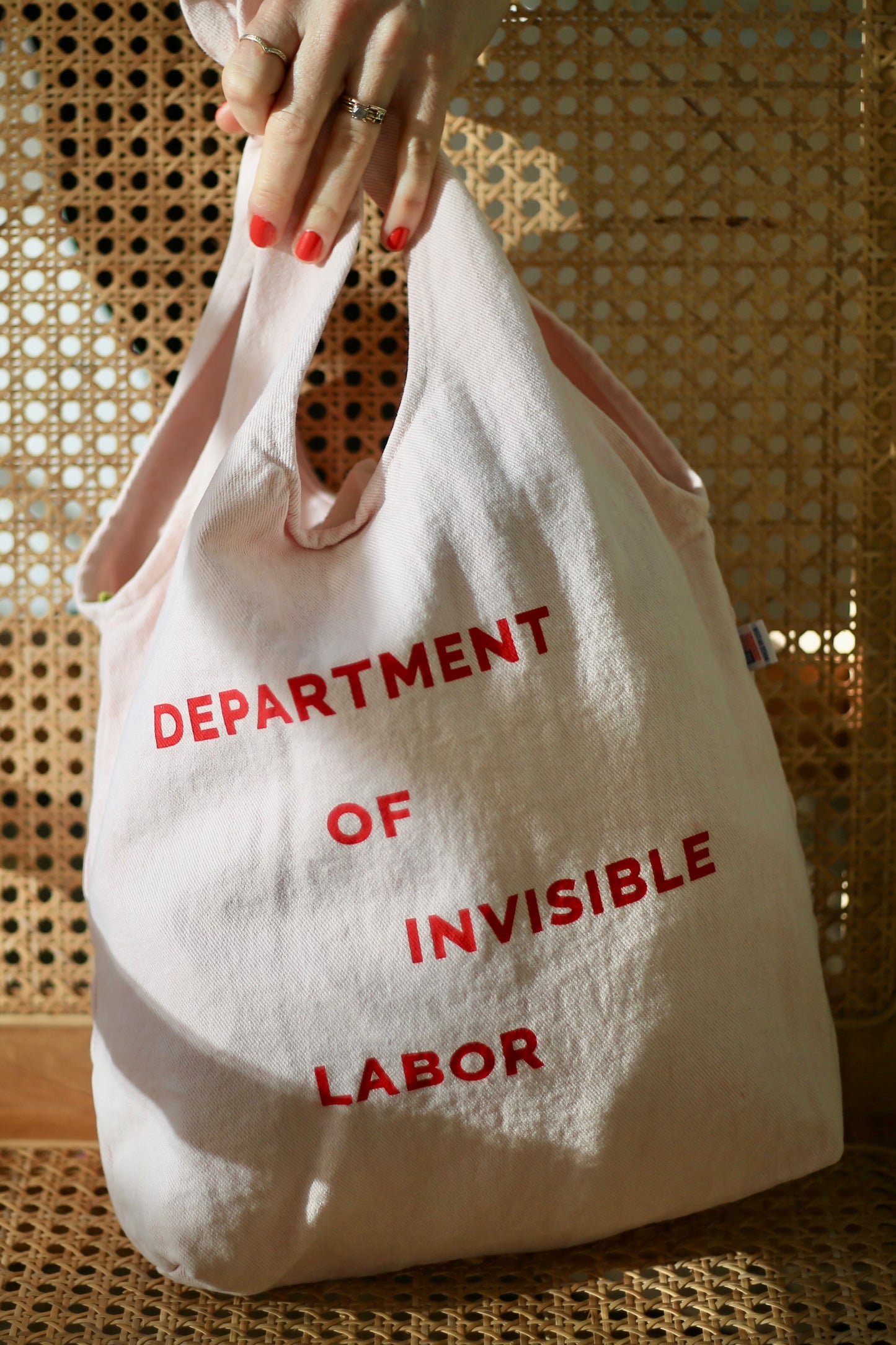 Mini market tote in pale pink